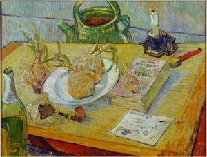 Still Life with Drawing Board, Pipe, Onions, and Sealing Wax by Vincent van Gogh