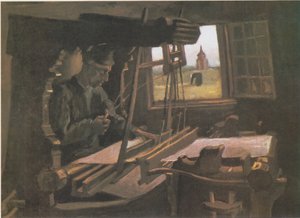 Weber in Front of an Open Window with View of the Tower of Nuenen by Vincent van Gogh