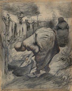 Woman by the Wash Tub, in a Garden by Vincent van Gogh