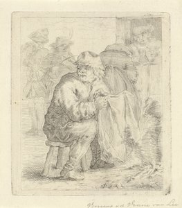 Man on a Stool by a Fire by Vincent van der Vinne van Lee (signed by artist)