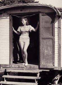 Young woman on a circus carriage by Vincenzo Balocchi