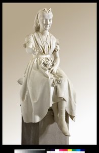 Portrait of Marquise Virginia Busti Porro as a young Girl or Young lady offering a flower by Vincenzo Vela