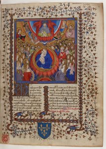 Frontispiece of a Manuscript of the Golden Legend: The Virgin and Child Surrounded by the Heavenly Court, Receiving the Blessing of God the Father by Virgil Master