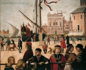 Scenes from life of Saint Ursula, Arrival of English Ambassadors (detail)
