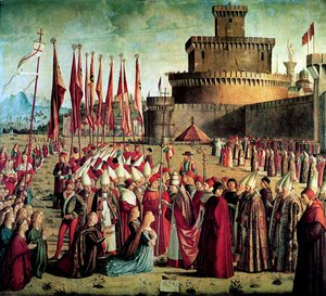 The Pilgrims are Met by Pope Cyriacus in Front of the Walls of Rome (The Legend of Saint Ursula)