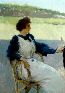Portrait of Lady Outdoors by Vittorio Matteo Corcos by Vittorio Matteo Corcos
