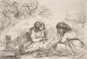 Two Women in a Landscape by Vivant Denon
