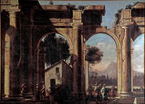 Landscape with ruins. Painting by Viviano Codazzi (1604-1670). 17th century. Venice, Museo Correr