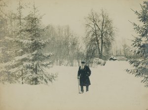 Count Lev Nikolayevich Tolstoy walking by Vladimir Grigorievich Chertkov