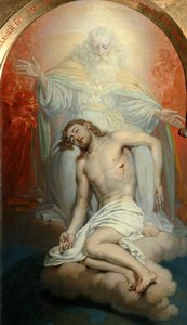 God the Father lamenting over the dead Christ
