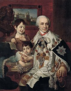 Portrait of Admiral Count Grigory Grigoryevich Kushelev with children by Vladimir Lukich Borovikovsky