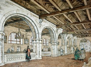 Design for the Interior of a Bank, Based on 17th Century Style