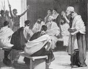 Romulus brings news to his grandfather that he was once more King of Alba by W.R.S. (after) Stott