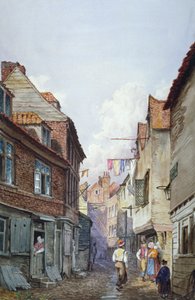 View of figures in Glean Alley, Bermondsey, London, c1825 by W Barker