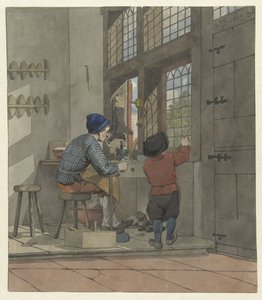 Shoemaker in His Workshop by W. Barthautz