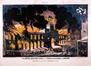The Awful Destruction of the Royal Exchange 2nd Fire, London by W Clerk