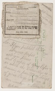Postcard to the Editor of the Liverpool Weekly Courier, 14 August 1918 by W. Dawson
