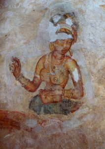 Sri Lanka, Fresco of girls in Sigiriya archaeological complex