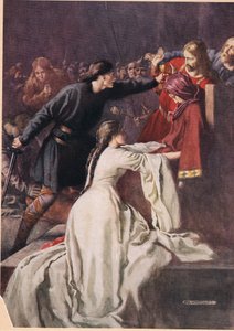 Hamlet forces the King to drink poison, from 