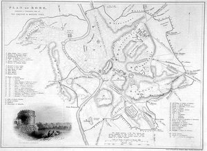 Rome, Italy: Comparative Map of Ancient and Modern Sites by W Hughes