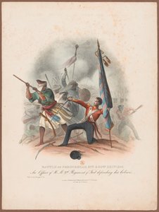 Battle of Ferozeshah, 21st & 22nd December 1845. An Officer of HM 9th Regiment Defending His Colours by W. Kohler