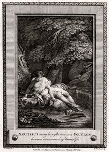 Narcissus seeing his reflection in a Fountain, 1775 by W. Walker