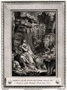 Orpheus, by His Voice and Lyre, Attracts the Attention of the Animals, Rocks and Trees by W. Walker
