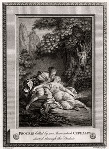 Procris Killed by an Arrow which Cephalus Darted through the Thicket, 1775 by W. Walker