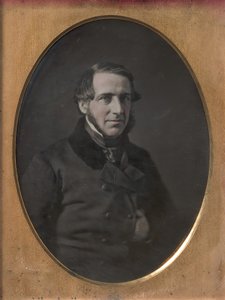 Middle-aged Man with Chinstrap Beard, Hand Tucked Inside Buttoned Jacket by W. and F. Langenheim
