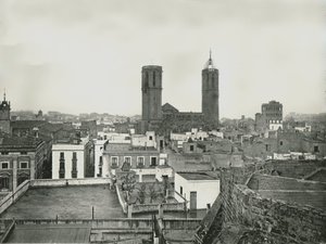 Part of the old city with cathedral, Barcelona, Spain, 1895 by W and S Ltd