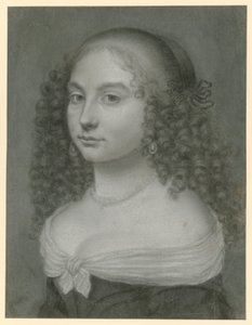 Bust of a Young Lady in Off-Shoulder Dress, Pearl Necklace and Large Hanging Pearls on Ear, Facing Half-Left by Wallerant Vaillant