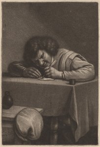 A Man Writing at a Table