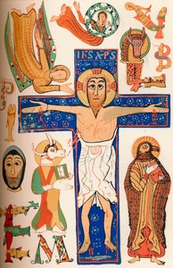 Crucifixion with decorated letters, c. 790 AD, 1849 by Walter