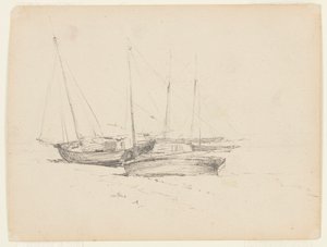 Fishing Boats on the Seashore by Walter Clark
