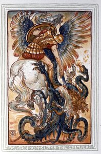 Bellerophon is killing the Chimaera (illustration)