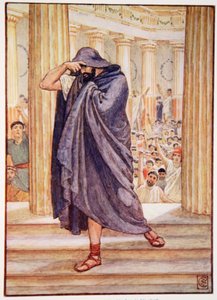 He Left the Assembly Hiding His Face in His Cloak, Illustration from The Story of Greece by Mary Macgregor, 1st Edition, 1913 by Walter Crane