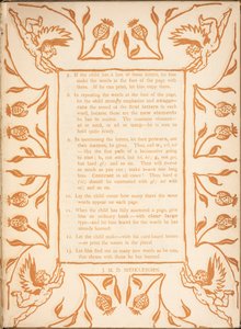 Reading instructions for a child. A floral border, with cherubs by Walter Crane
