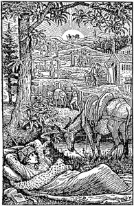 Travels with a Donkey in the Cevennes by Robert Louis Stevenson, Frontispiece of the First English Edition (1879) by Walter Crane