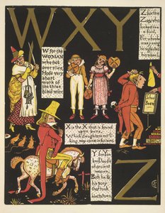 W for the Woman Who Was Not Over Nice; X is the X Found on Buns; Y for Yankee Doodle; Z for the Zany Who Looked Like a Fool by Walter Crane