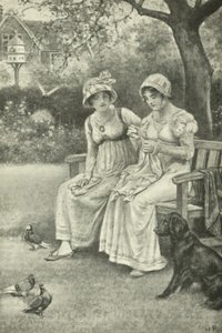 Jane Austen, Sewing, with Her Sister Cassandra in the Rectory Garden by Walter Paget