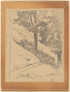 Sheep on a Hillside by Walter Shirlaw