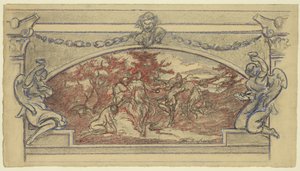 Study drawing for a mural showing dancing figures by Walter Shirlaw