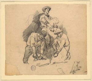 Three Men at a Sheep Shearing