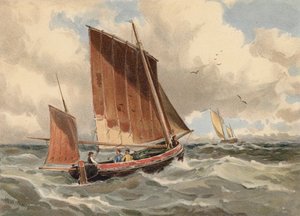 French Lugger Standing Out to Sea by Walter William May