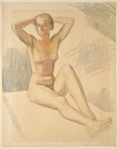 Seated Female Nude by Walther Gamerith