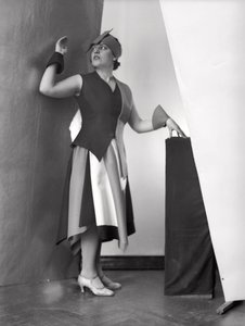 Portrait of Anita Pezzoni in a dress designed by the painter Marcello Clarion