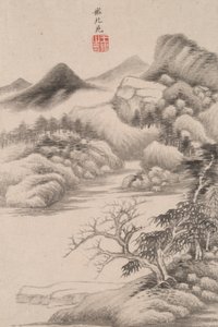 Landscape in the Style of Various Old Masters: Landscape after Dong Yuan by Wang Jian