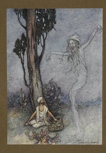 Plate 26: Now barber, I am going to destroy you. who will protect you?, from Folk-Tales of Bengal