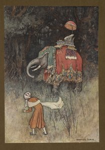 On a Sudden an Elephant Gorgeously Caparisoned Across His Path, from Folk-Tales of Bengal