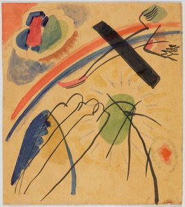 Three Figures and Bird (?); Watercolor (Untitled) by Wassily Kandinsky